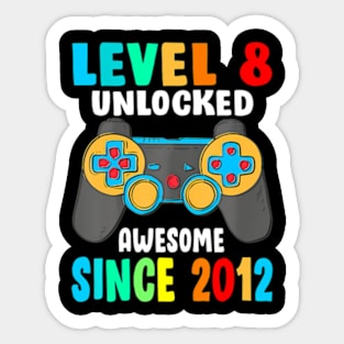 Level 8  Awesome Since 2012-8th Birthday Sticker